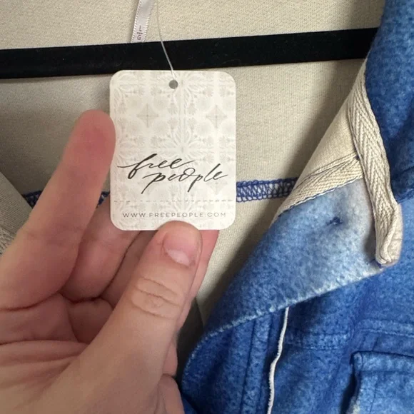 Free People Blue and Cream Ombre Button-Up Shacket - Picture 5 of 8